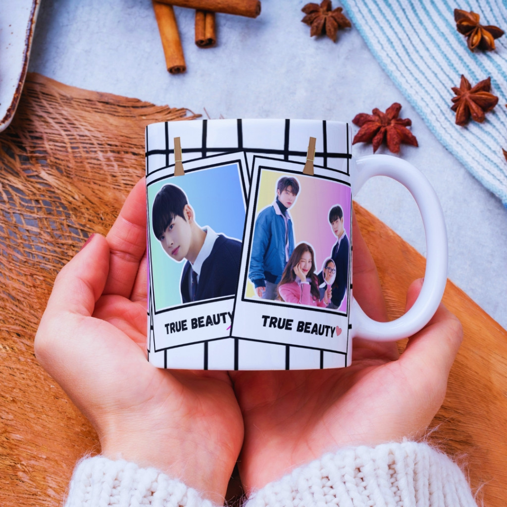 Caneca do Dorama True Beauty Beleza Verdadeira Cha Eun-Woo Cerâmica Personalizada Kdrama 325ml