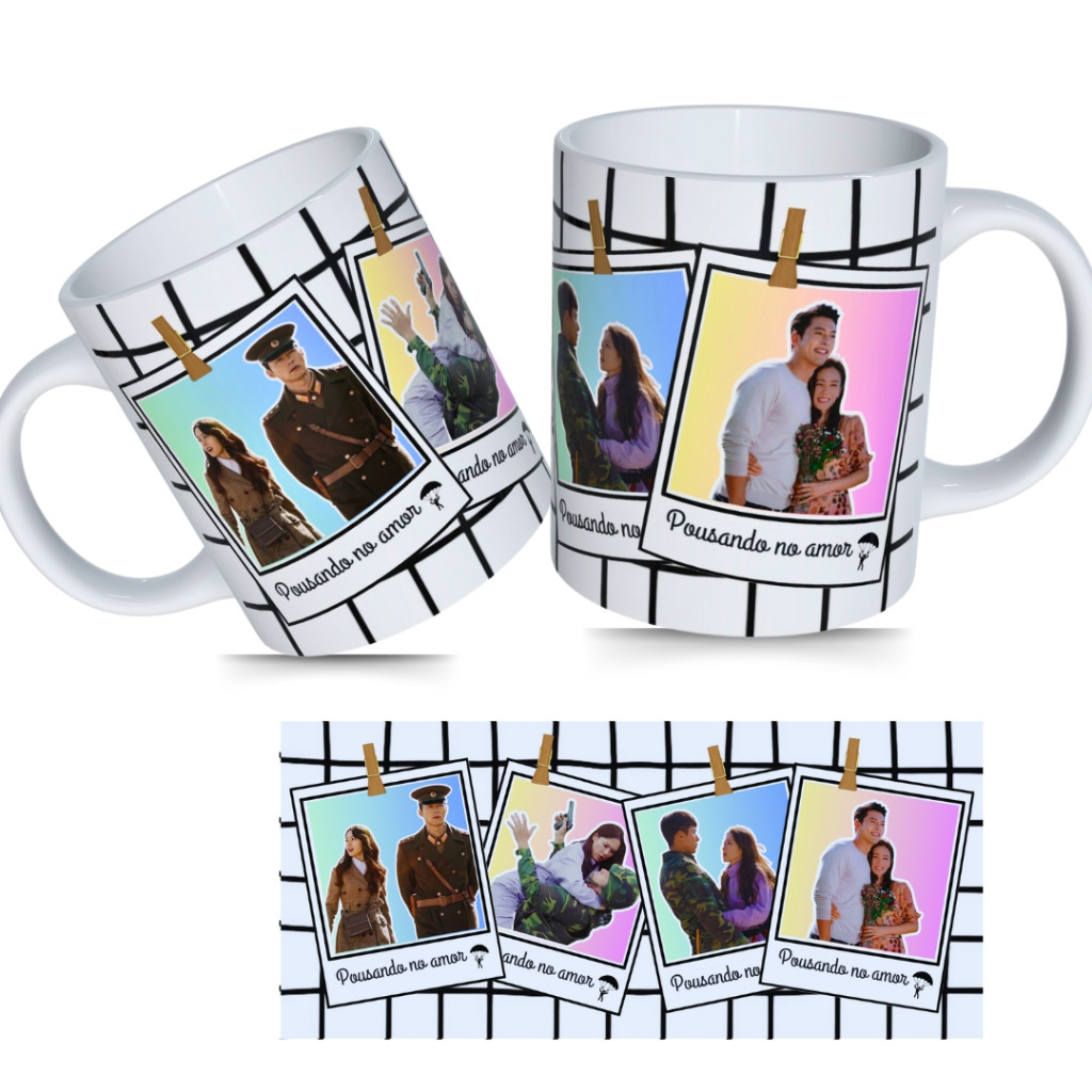 Caneca do Dorama Kdrama Pousando no Amor Cerâmica Personalizada 325ml