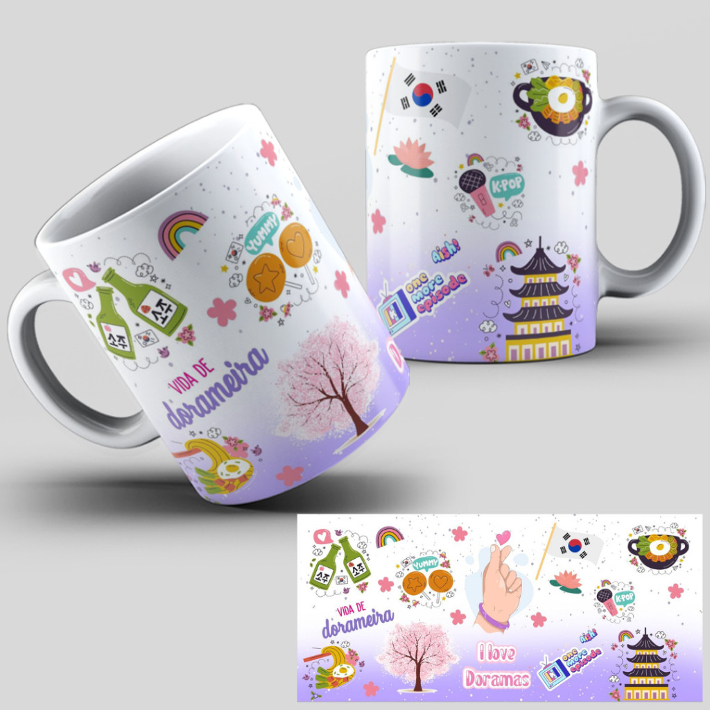 Caneca de Cerâmica Vida de Dorameira Kdramas Doramas Coreia do Sul Personalizada