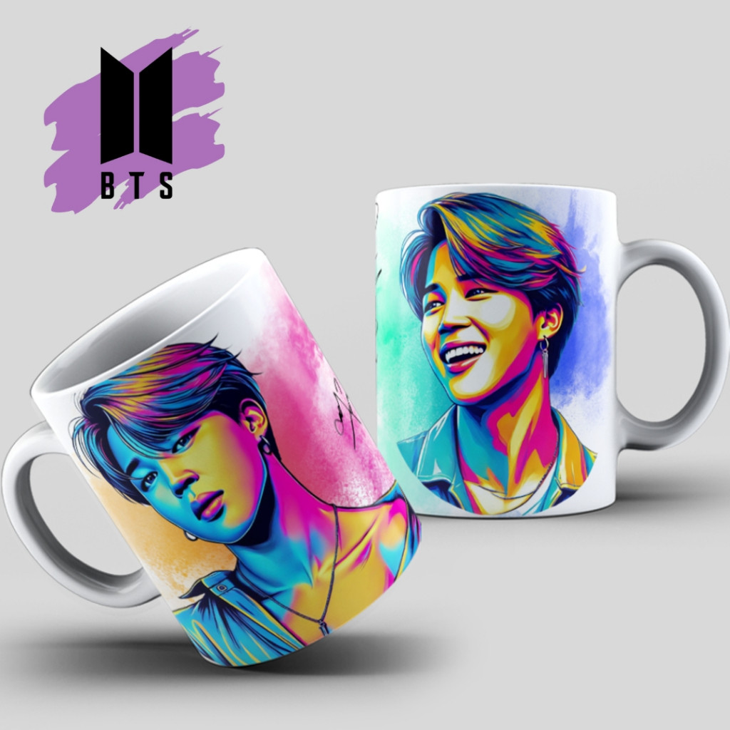 Caneca Jimin do BTS Kpop Colorida Bangtan Boys Cerâmica Personalizada Promoção