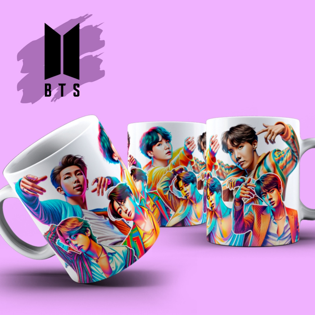 Caneca BTS OT7 Army Bangtan Boys Personalizada de Cerâmica Design Exclusivo