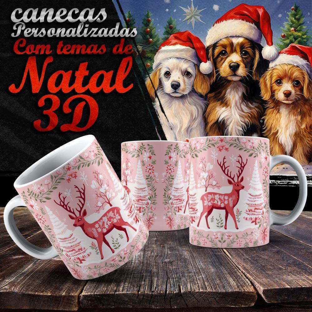 Caneca de Natal com Alces Natalinos Cramica Personalizada Promoção